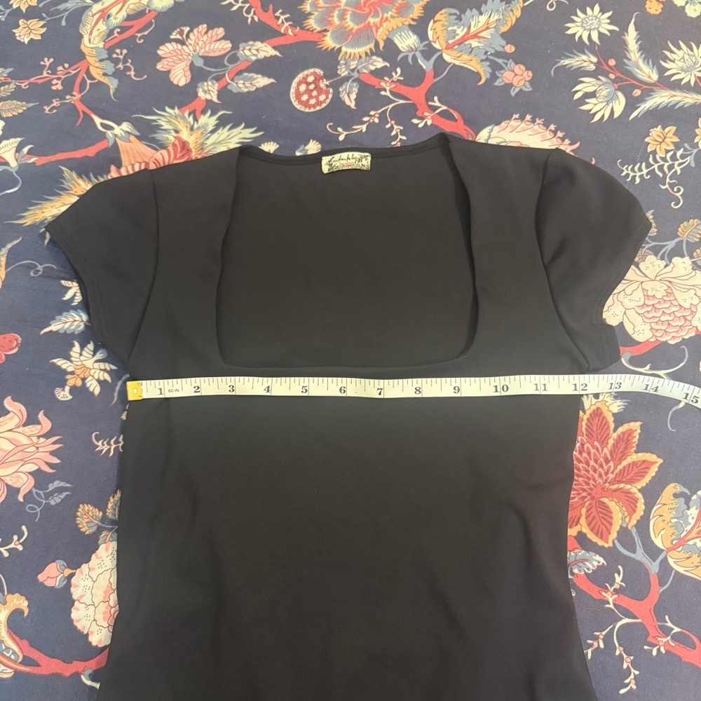 Free People Square Eyes Bodysuit in Black Short Sleeve Square Neck XS - Picture 7 of 11